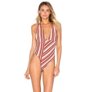 Lovers + Friends ‘Cali’ One-Piece Crimson Stripe